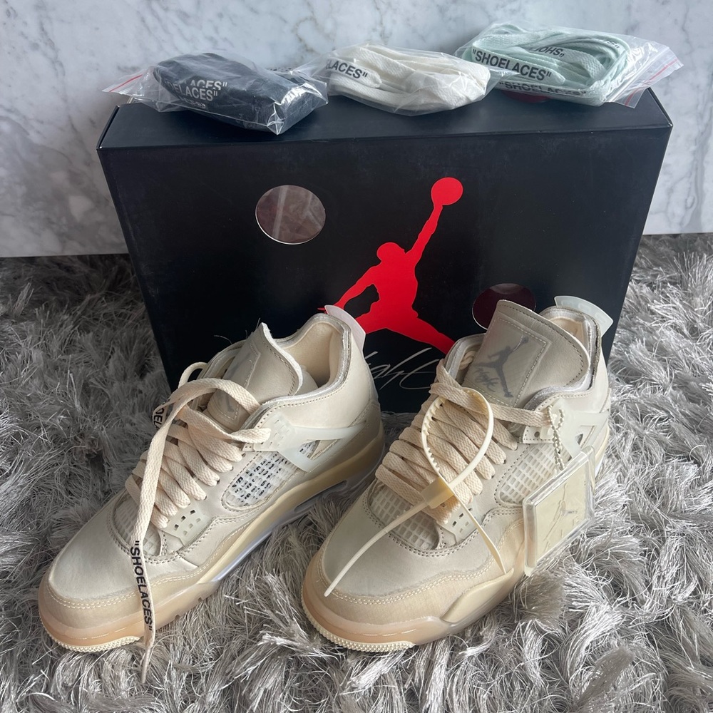 Jordan 4 Retro Off-White Sail 5.5 (W) Off-White Virgil Abloh collab NIB - Picture 1 of 12